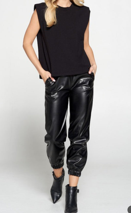 Leather Feel Joggers
