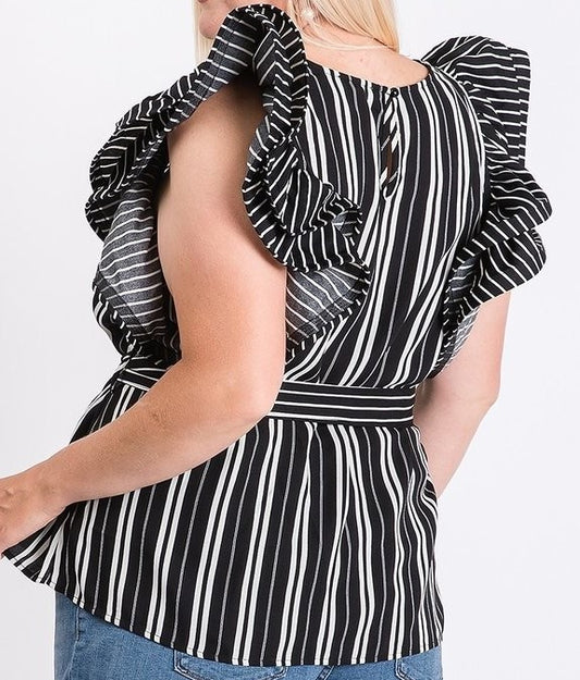 Striped Flutter Top