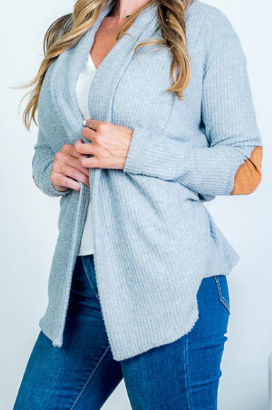 Tan Patch Sweater Cardigan