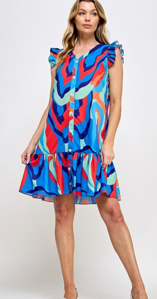 Marbled Smock Dress