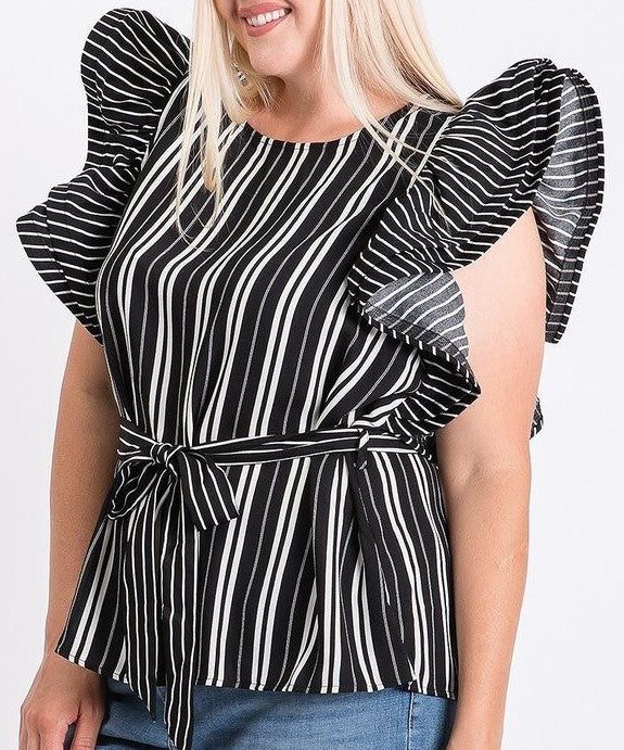 Striped Flutter Top