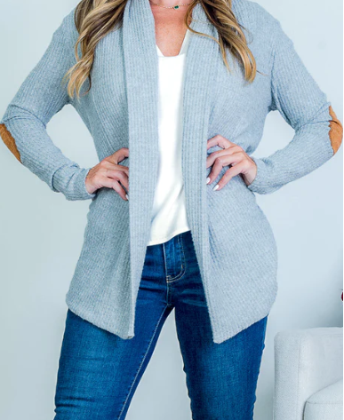 Tan Patch Sweater Cardigan