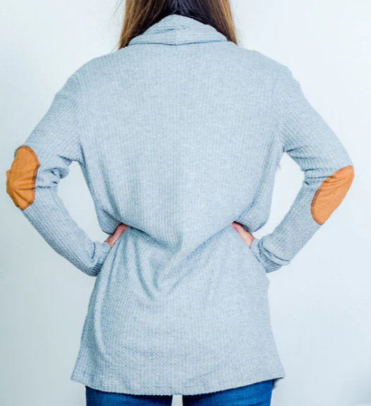 Tan Patch Sweater Cardigan